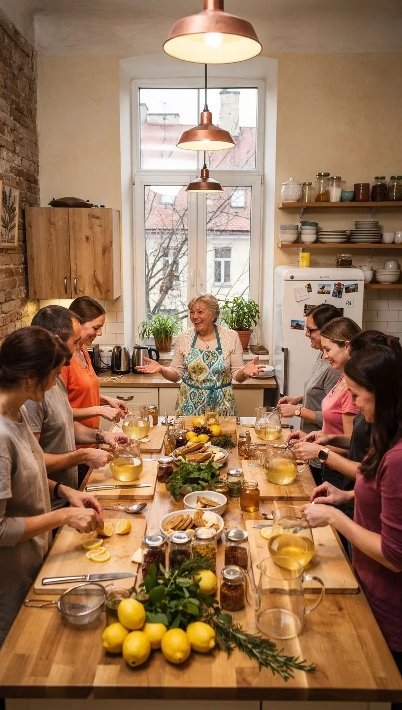 Lisabonos citrinų arbatos pakelis su informacija apie naudingas savybes.